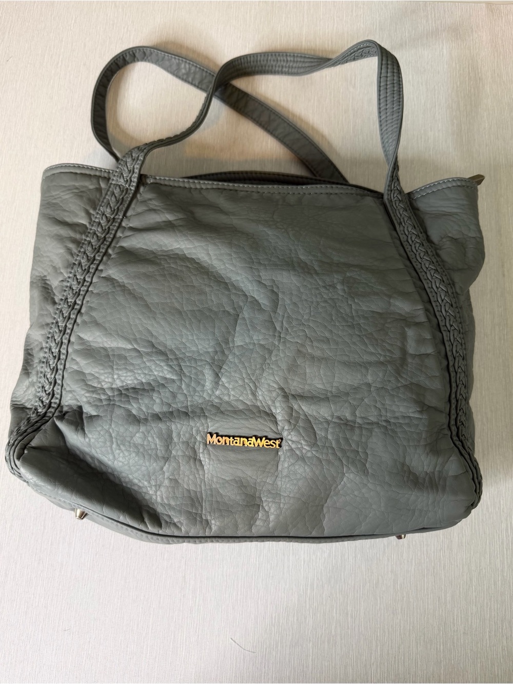Montana West Gray Braided Slouchy Tote Shoulder Bag